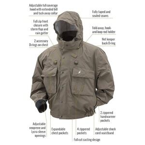 Frogg Toggs Mens Tan Java HELLBENDER fly & wading fishing Jacket XL Outdoor